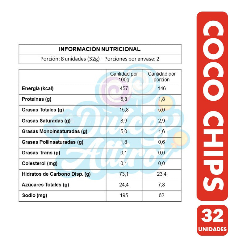 Galletas De Coco Con Chips Sabor Chocolate (caja Con 32 Uni)