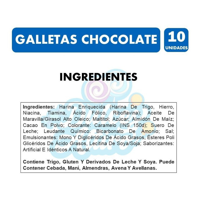 Galletas Sabor Chocolate Dosenuno Para Colación(pack De 10u)
