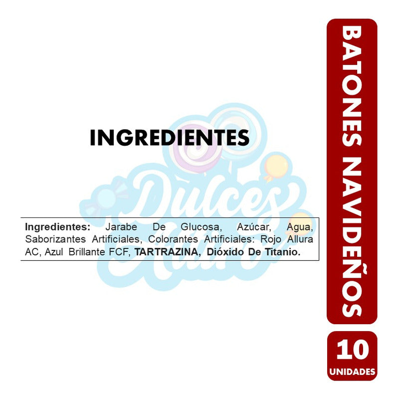 Dulces Navidad - Bastones Navideños De Caramelo (10 Un)