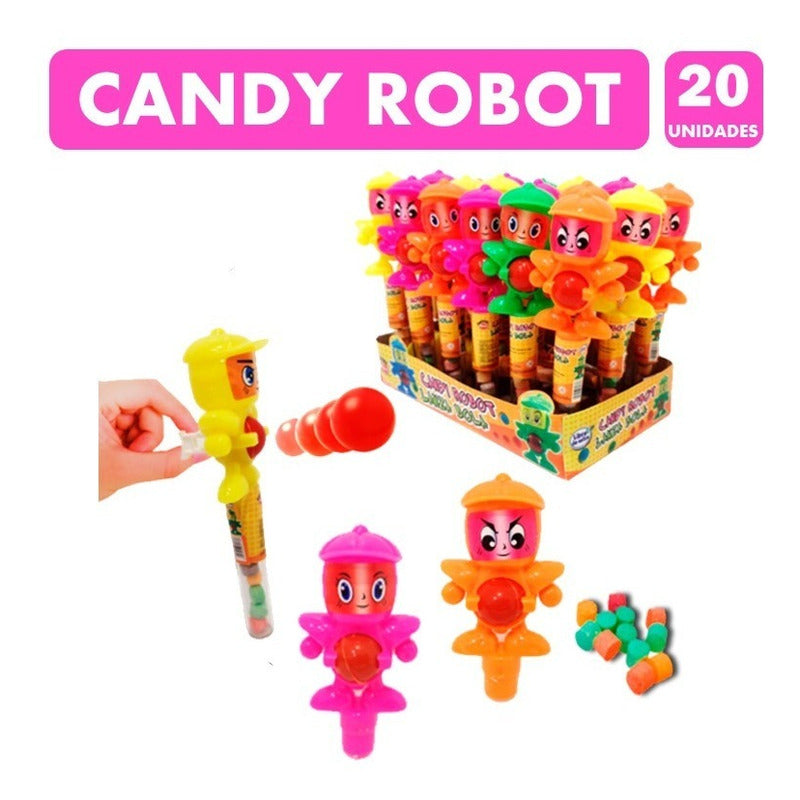 Dulces Candy Robot Lanza Bola Mabú - Display De 20 Unidades.