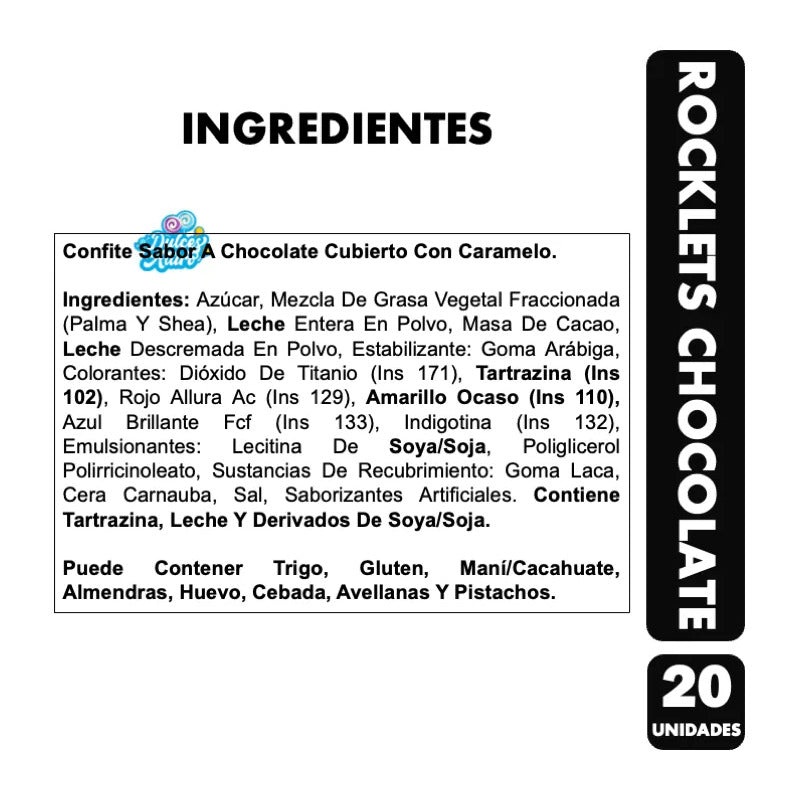 Rocklets Sabor Chocolate Cubierto Con Caramelo De Arcor