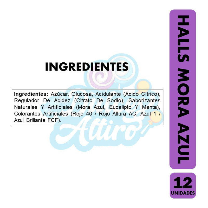 Halls Caramelos Refrescante - Sabor Blueberry (caja Con 12u)