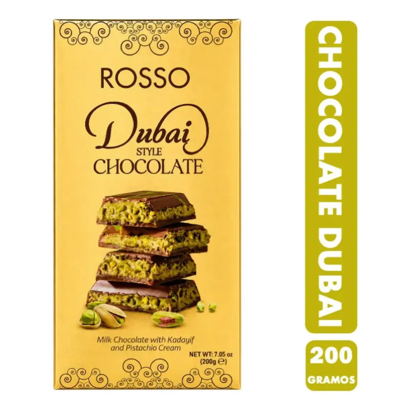 Chocolate Dubai Con Pistacho Y Kadayif Barra 200 Gramos