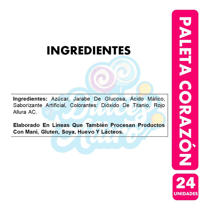 Chupetin Forma  Corazón Sabor Cereza De Mabu(bolsa Con 24u)