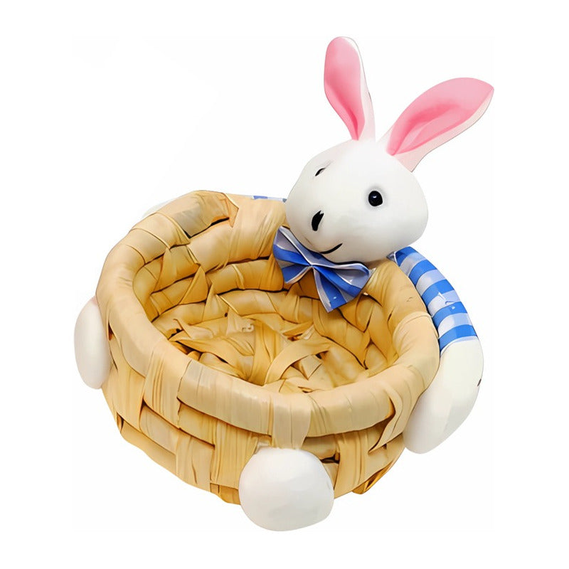 Canasto Para Huevos De Pascua-canasto Conejo Color Celeste