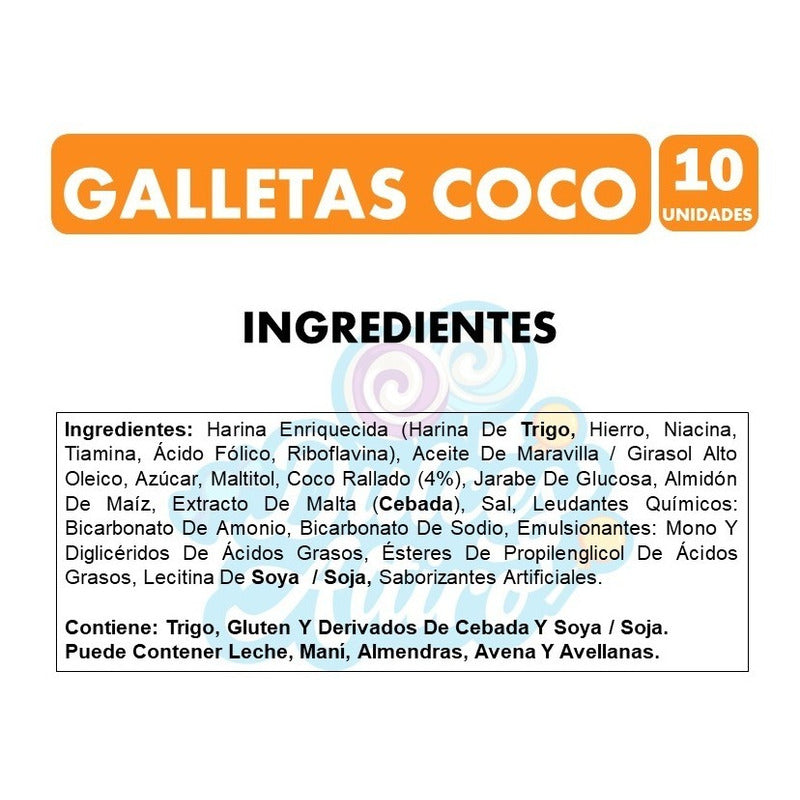Galletas Sabor Coco Para Colación Dosenuno (pack De 10 Uni)