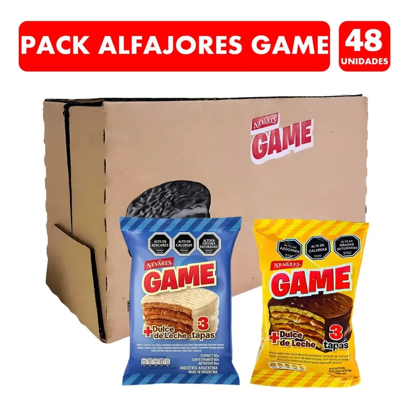 Alfajores Game Chocolate Blanco Y Negro - Pack 48 Unidades