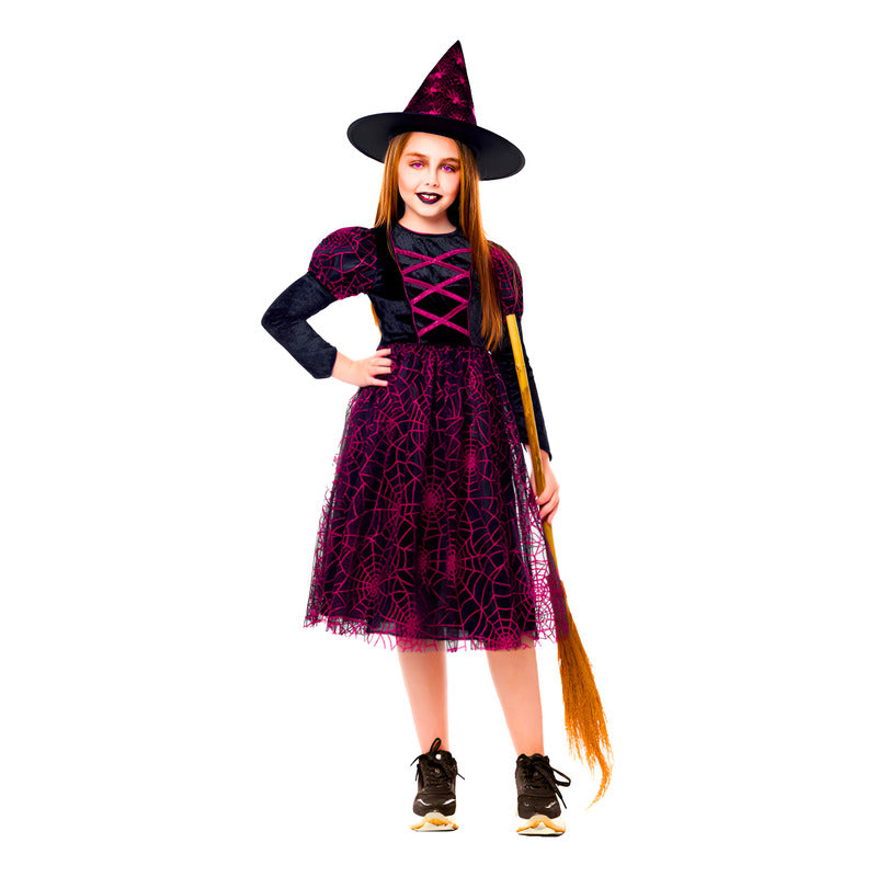 Disfraz De Bruja Fucsia Infantil Niña Especial Halloween 5-6