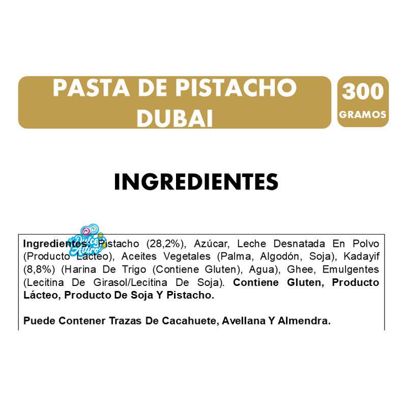 Pasta Sabor Pistacho Para Chocolate Dubai Con Kadayif (300g)