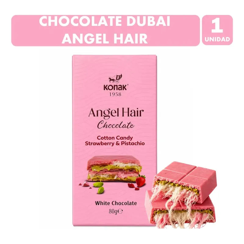 Chocolate Blanco Angel Hair Dubai 80 G Pistacho Fresa