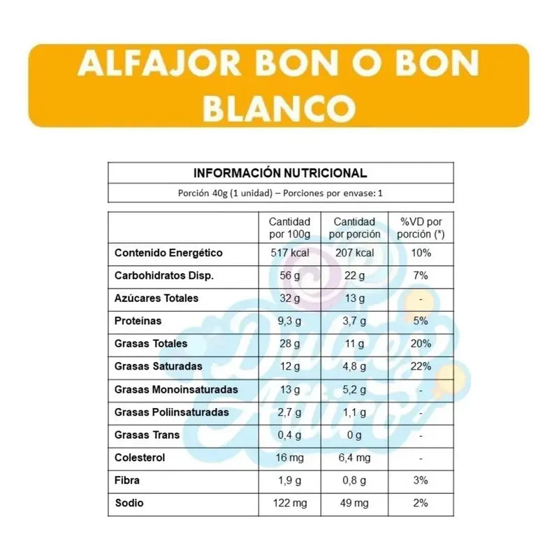 Pack De 10 Alfajores Bon O Bon - Sabor Chocolate Blanco