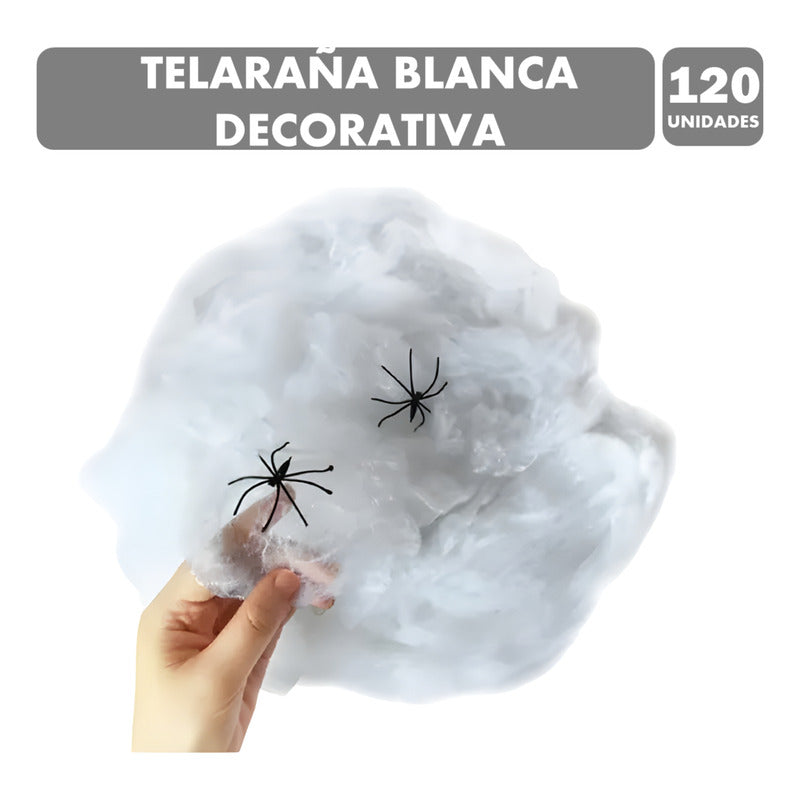 Telaraña Blanca Decorativa Halloween Por Mayor- Pack De 120u