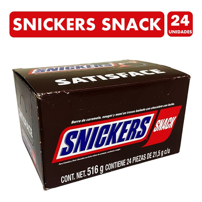 Chocolate Snickers, Barra De Caramelo Y Maní (caja Con 24un)