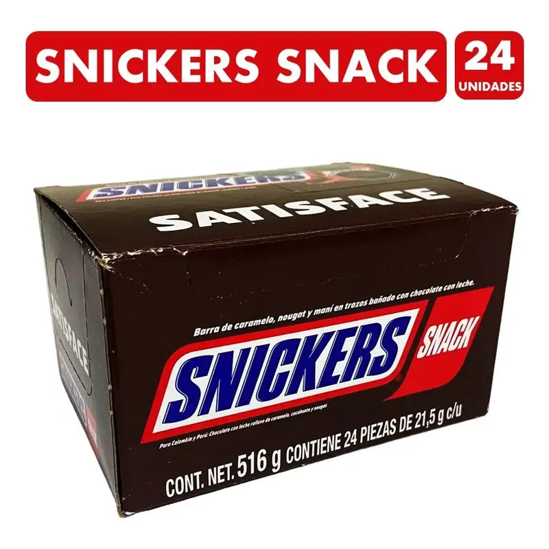 Chocolate Snickers, Barra De Caramelo Y Maní (caja Con 24un)