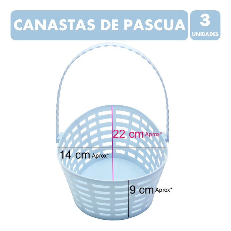 Canasta De Pascua Para Huevitos - Color Celeste (pack 3 Uni)