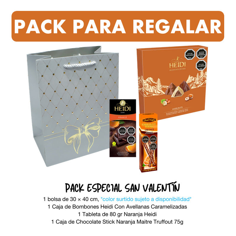 Pack Bombones Avellana + Stick Naranja +heidi Naranja+ Bolsa