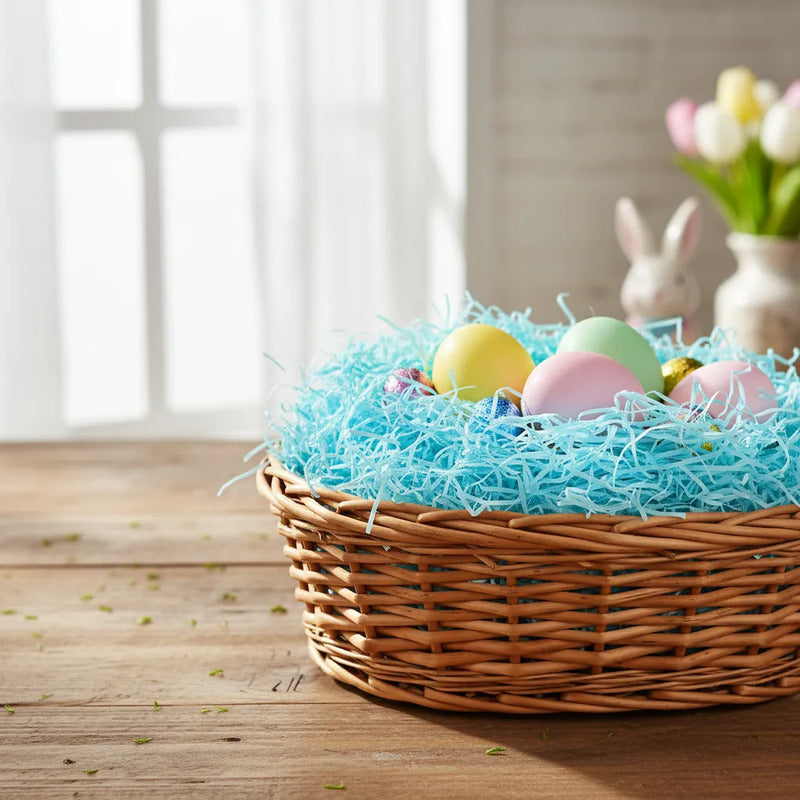 Pajita Para Rellenar Canastas De Pascua - Color Celeste