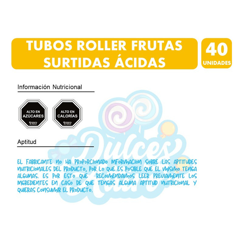 Gomitas Fini Tubos Roller Sabor Frutas Ácidas (caja 40 Uni)