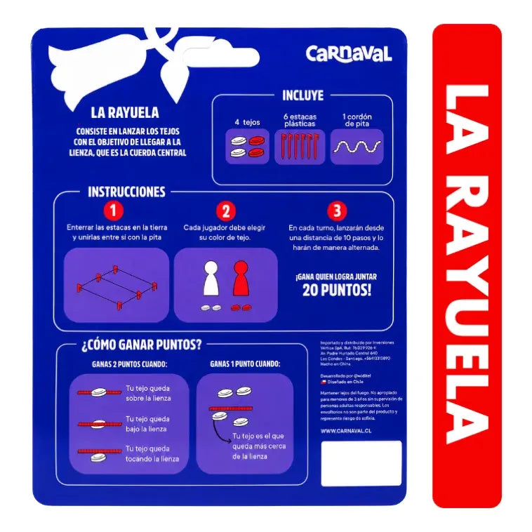 Juego La Rayuela Dieciochera 4 Tejos + 6 Estacas + 1 Cordón