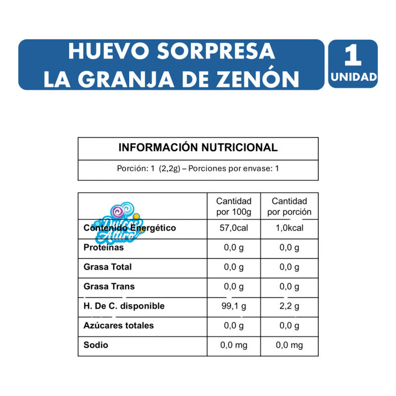 Huevo Sorpresa La Granja De Zenón Con Caramelo Sin Azúcar