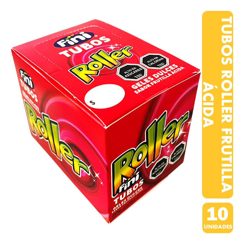 Gomitas Fini - Tubos Roller Sabor Frutilla Ácida (10 Uni)