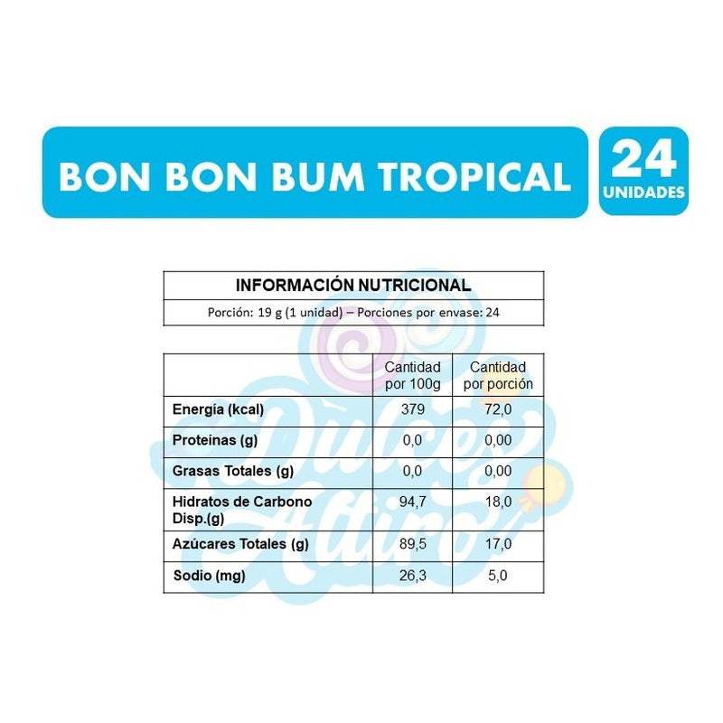 Coyac Bon Bon Bum Sabor Surtidos Tropical (bolsa Con 24 Un)