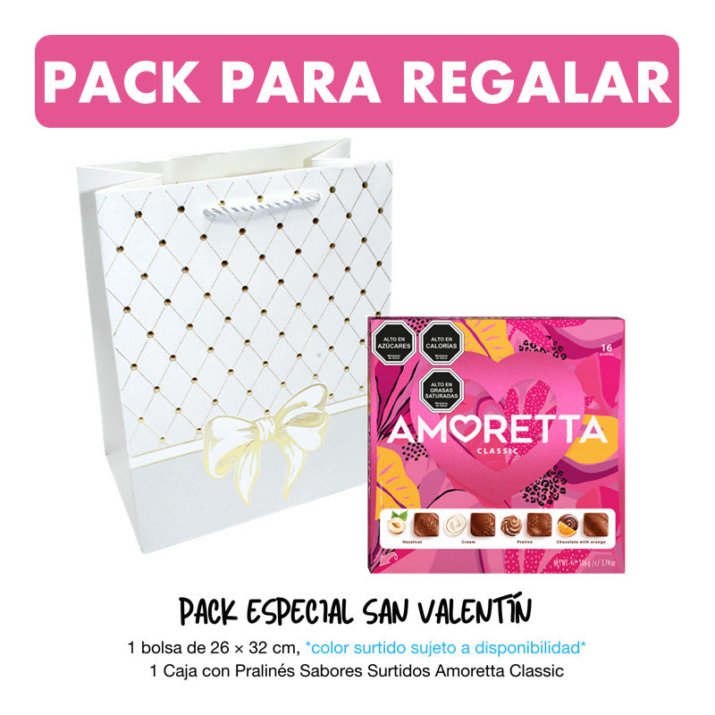 Bombones Amoretta Pralinés (caja Rosa) + Bolsa De Regalo