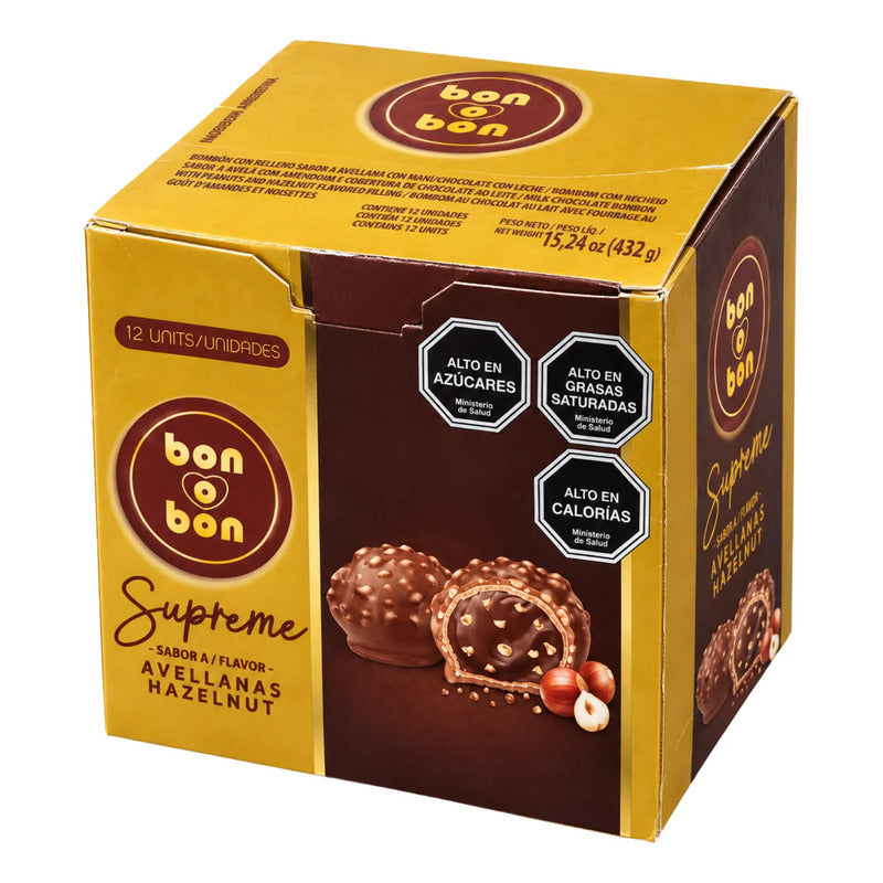 Bombones Bon O Bon Supreme Avellanas Caja 12 Unidades