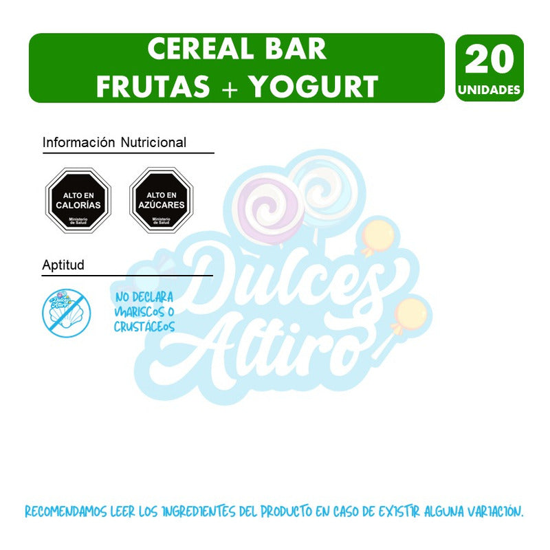 Barra De Cereal Bar Frutas Y Yoghurt (caja Con 20 Unidades)