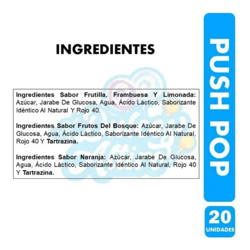 Push Pop Caramelos Chupadedos (display Con 20 Unidades)