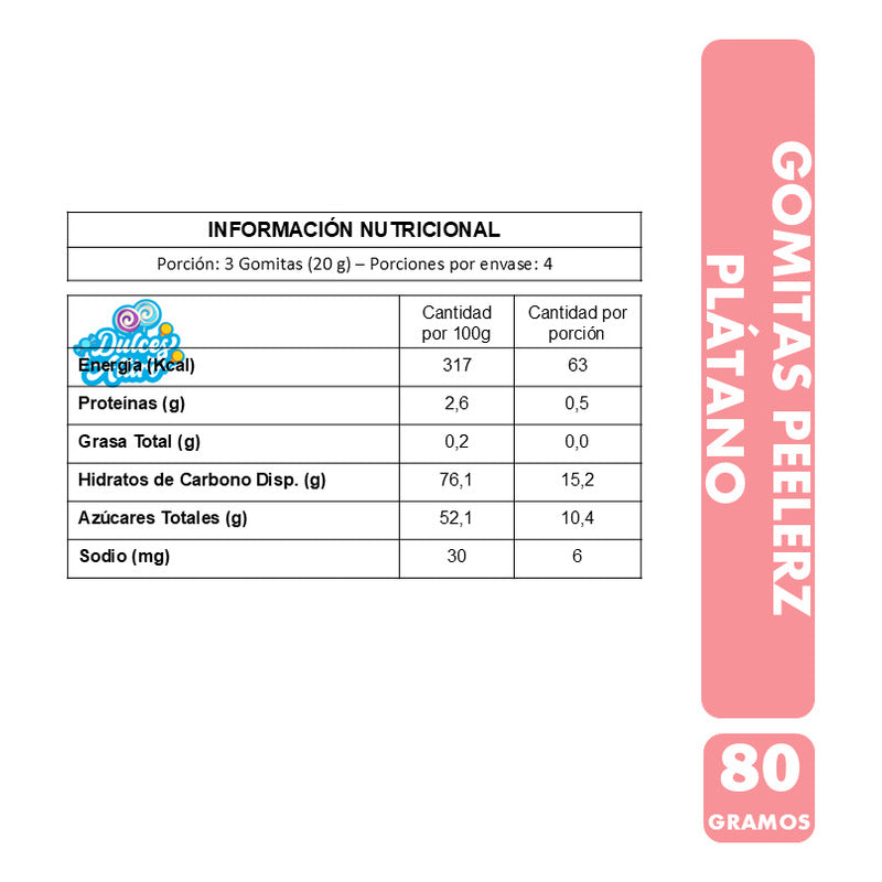 Gomitas Virales Peelerz Sabor Plátano Pelables Sin Gluten