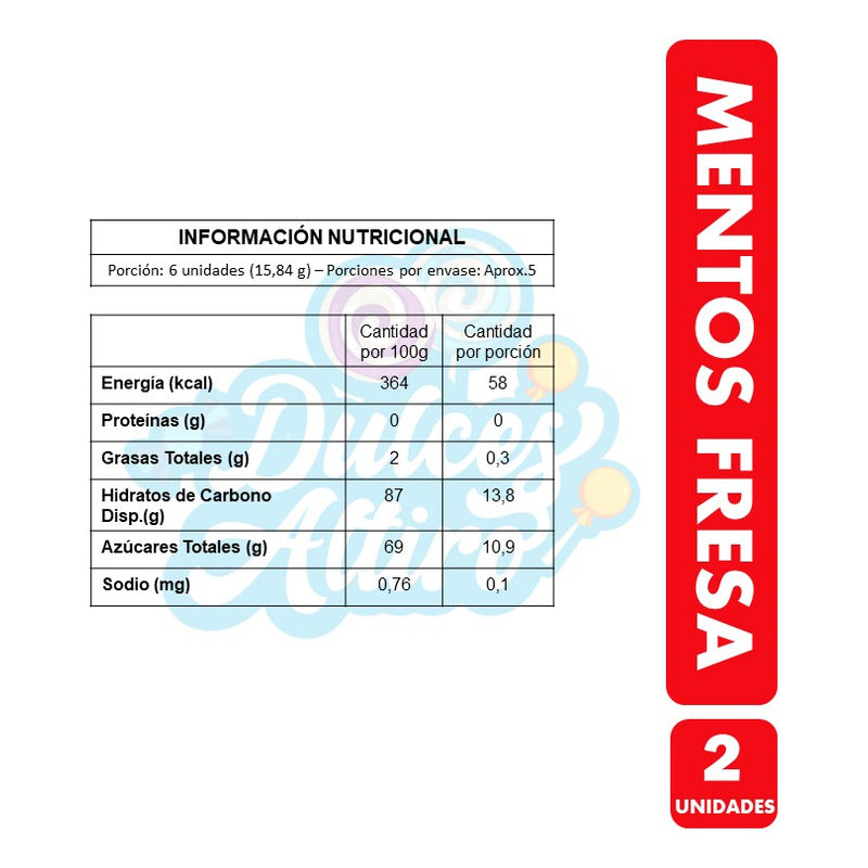Caramelos Mentos Rollo Sabor Fresa (pack De 2 Unidades)