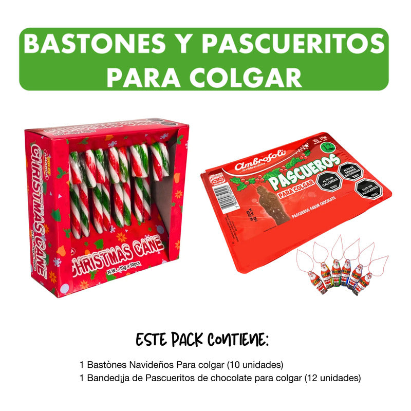 Bastones Y Pascueros De Chocolate Para Colgar Arbol Navidad