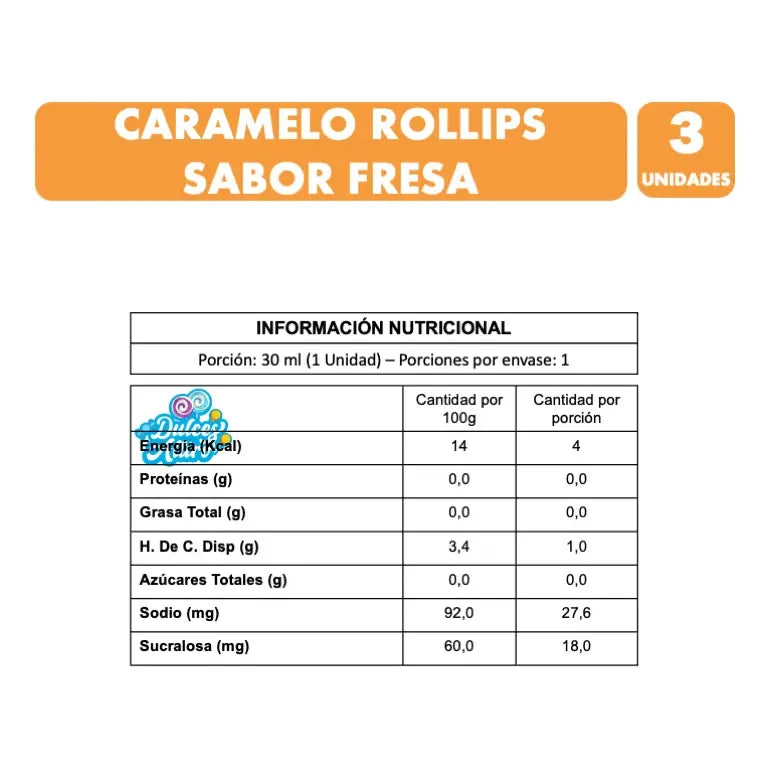Caramelo Rollips Transformers Sabor Fresa Sin Azúcar Pack 3u