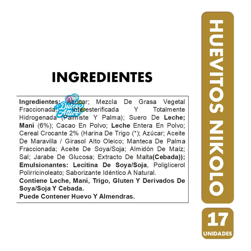 Huevitos De Chocolate Nikolo Tradicional (caja Con 17un)