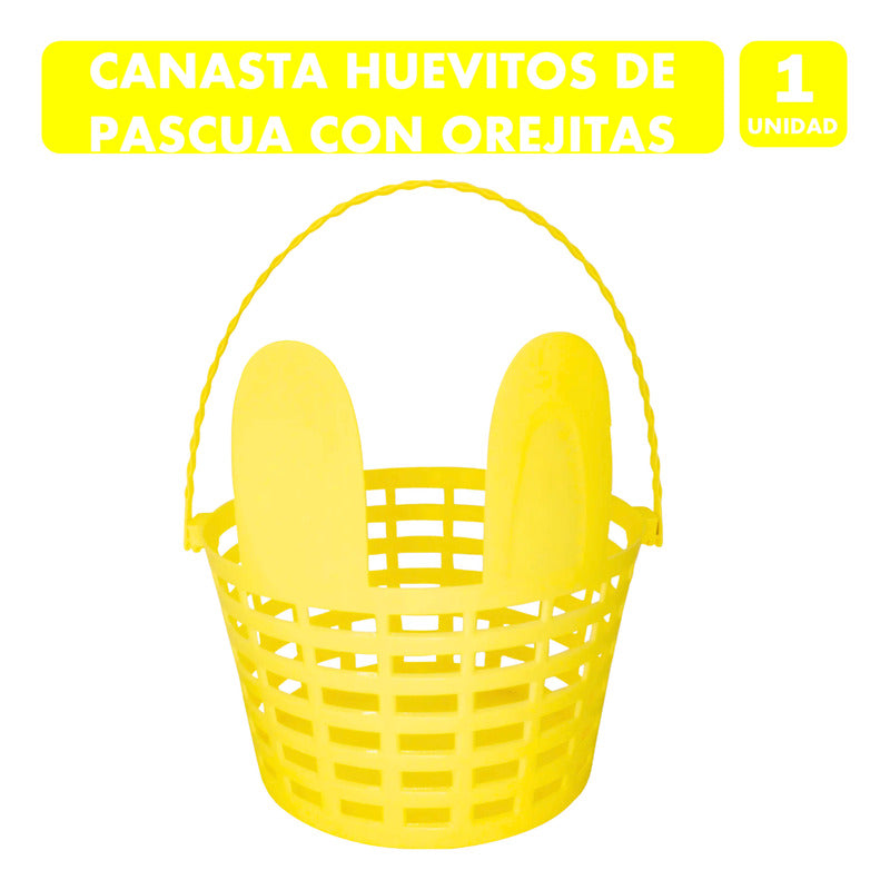 Canasta Con Orejitas Especial Huevitos De Pascua - Amarillo