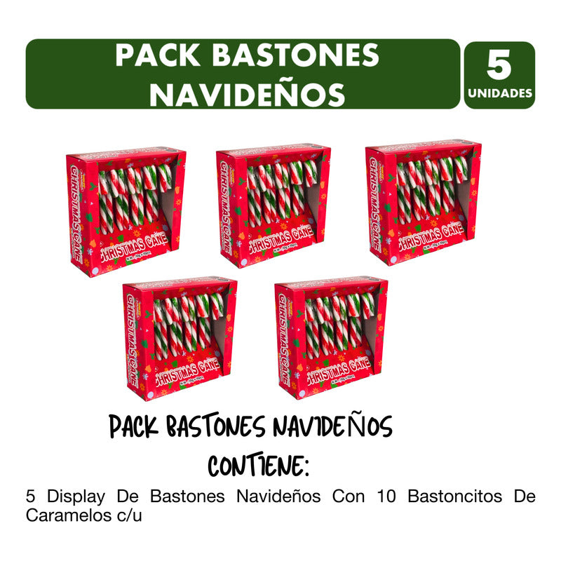 Bastones Navideños Dulces Especial Navidad - Pack 5 Unidades