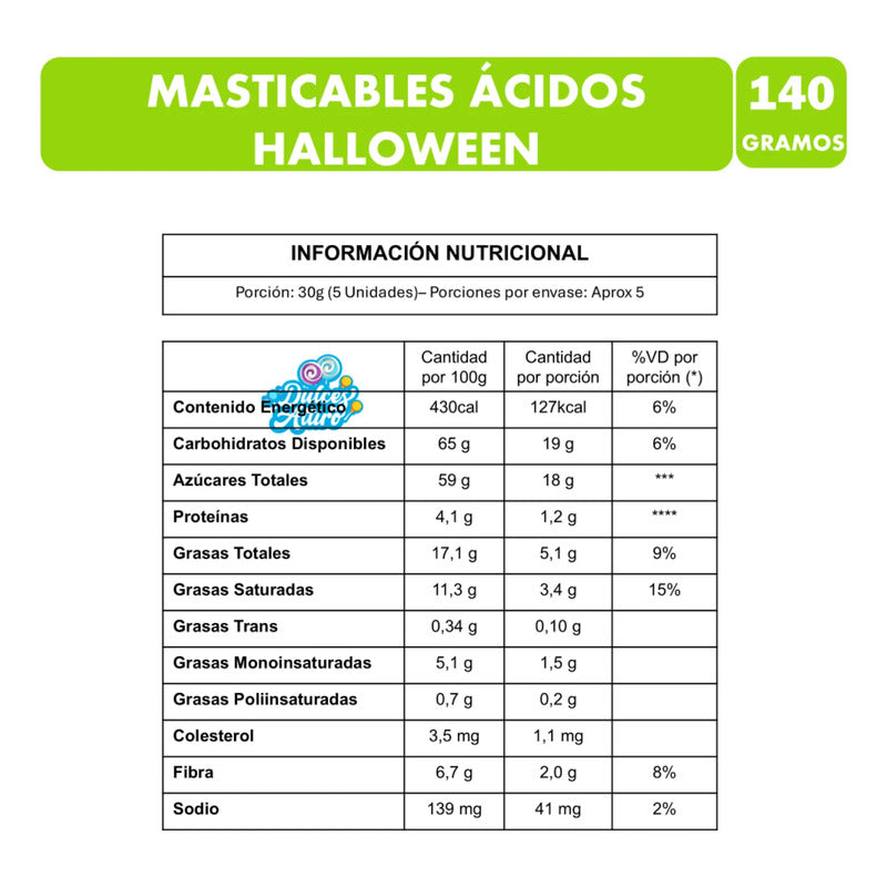 Masticables Ácidos Sabor Frutales Halloween (140g)