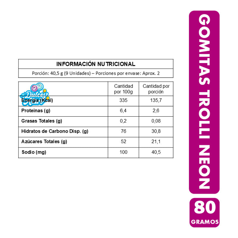 Gomitas Trolli Neón - Sabores Frutales Libre De Gluten