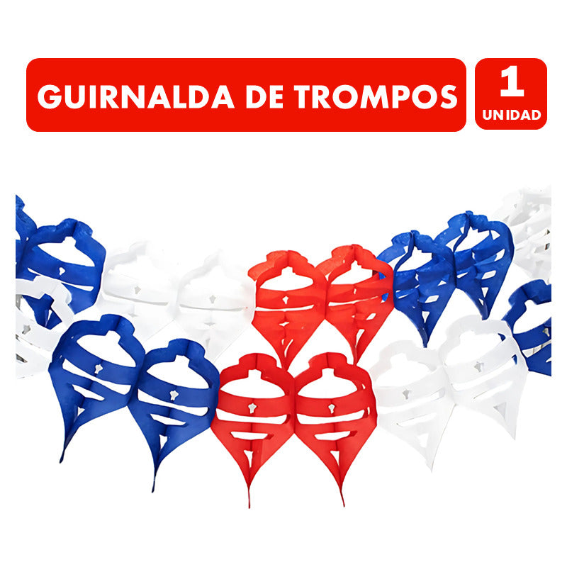 Guirnaldas Para El 18 Blanco Azul Rojo De Trompos(2mt Aprox)