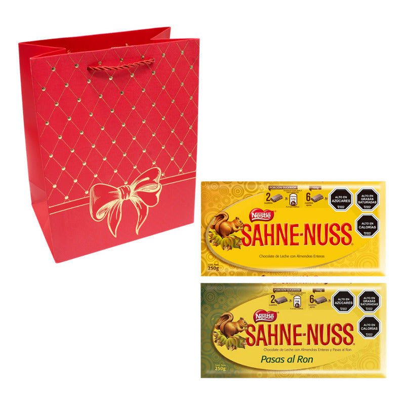 Pack Chocolates Sahne - Nuss Clásico Y Pasas Al Ron + Bolsa