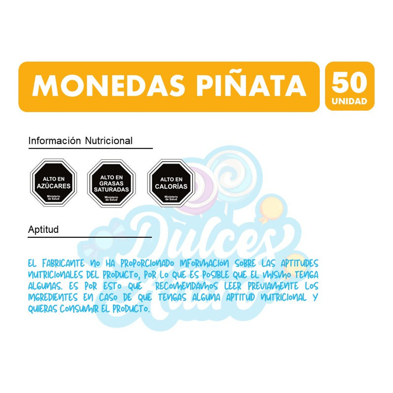 Monedas De Chocolate Para Piñata (contiene 50 Unidades)
