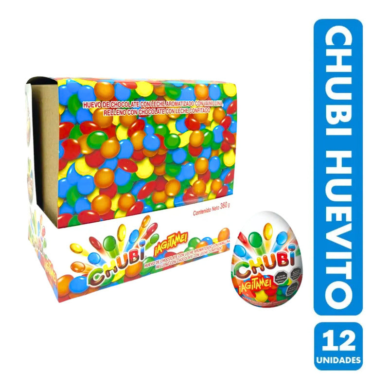 Huevos De Chocolate Relleno Con Chubi (caja Con 12 Huevitos)