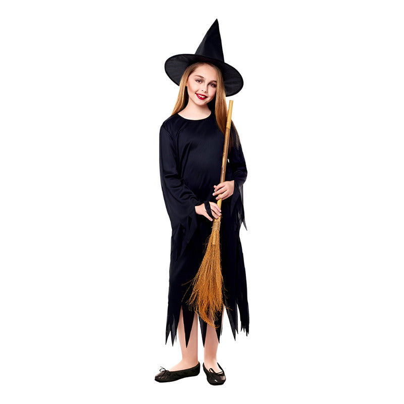 Disfraz De Bruja Vestido Negro Infantil Especial Halloween 7-9