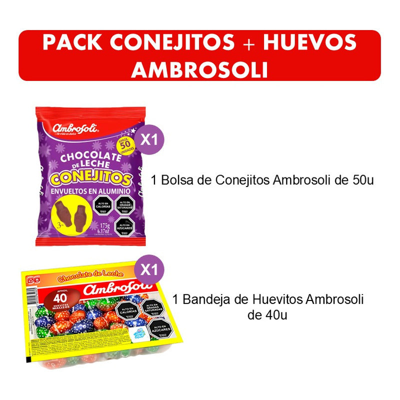 Pack Bandeja De Huevitos De Pascua + Conejitos Ambrosoli