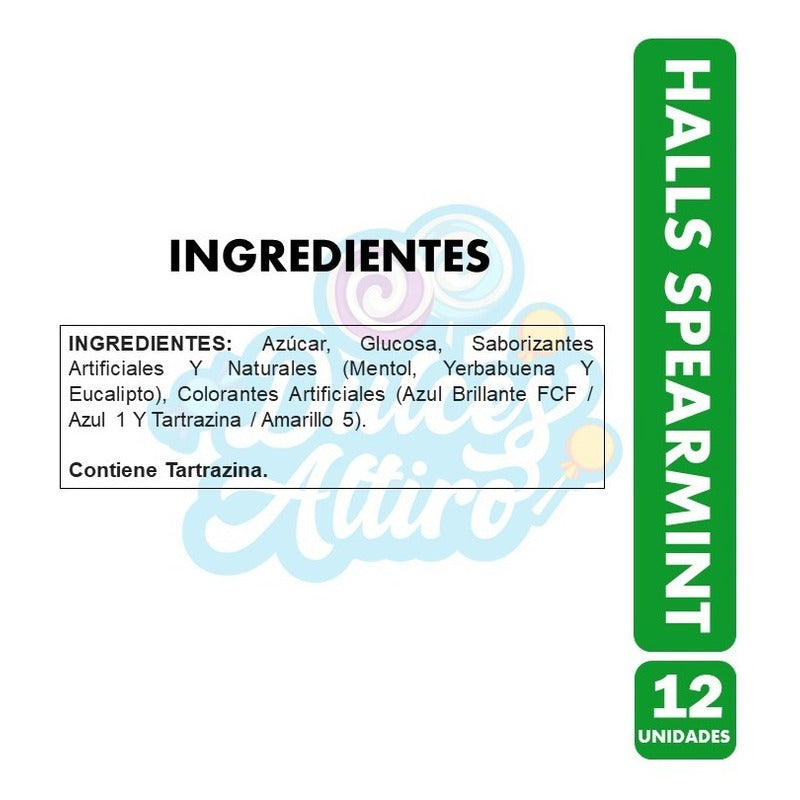 Halls Verde - Sabor Menta Verde Spearmint (caja Con 12 Uni)