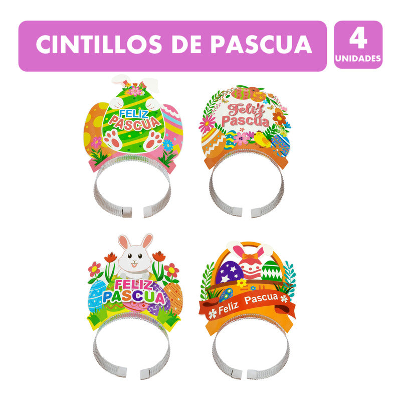 Cintillos Feliz Pascua -  Pack Contiene 4 Unidades