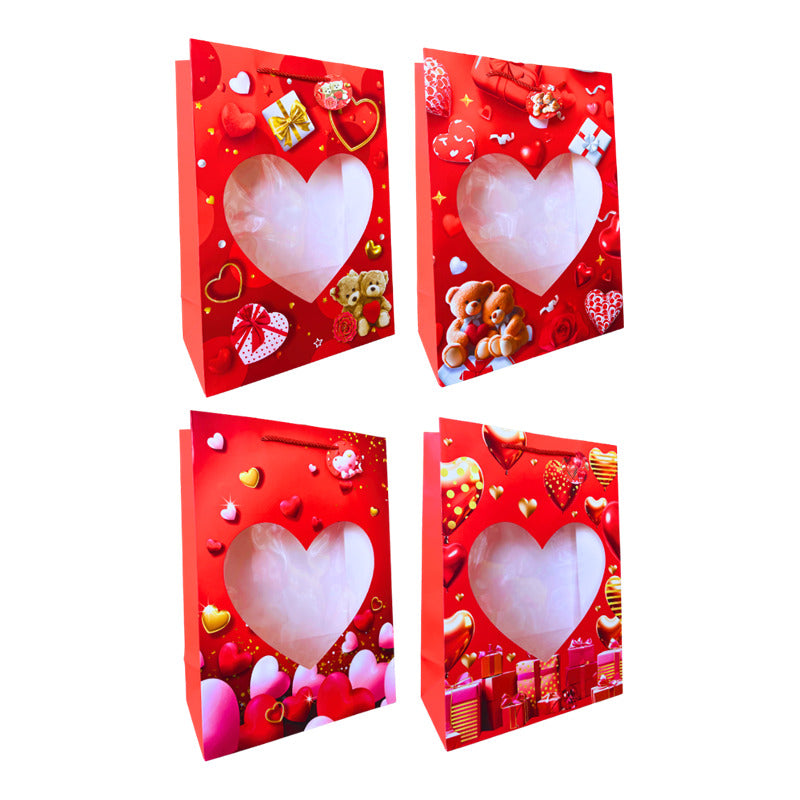 Bolsa De Regalo Diseño Corazón Ventana - 26x32cm - Unitario Surtidos Bolsa De Regalo Diseño Corazón Ventana
