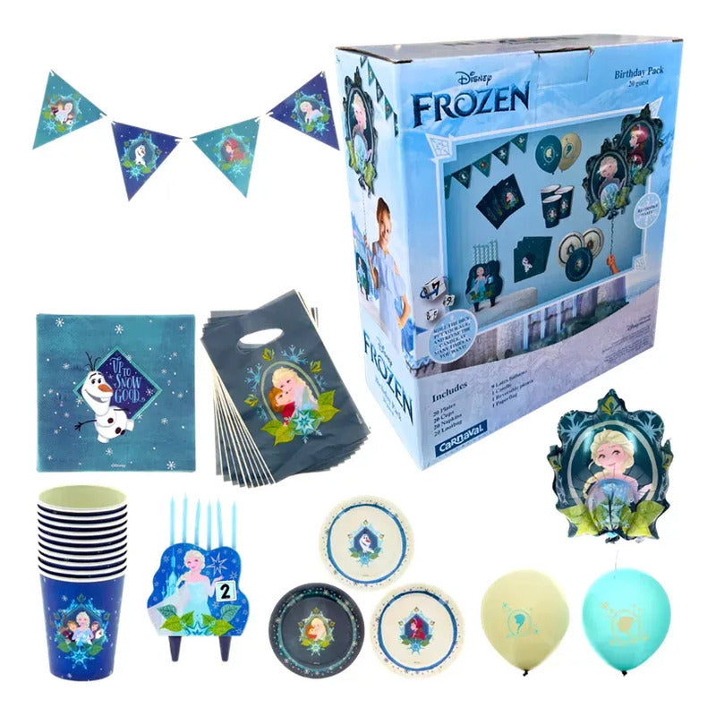 Pack Para Cumpleaños Tematica Frozen (20 Personas)