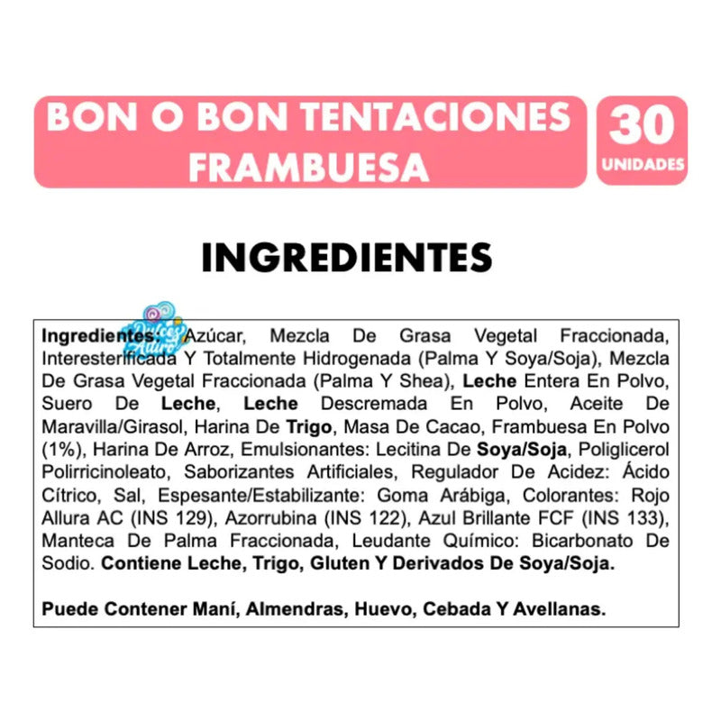 Bon O Bon Tentaciones Sabor Frambuesa - Caja Con 30 Unidades